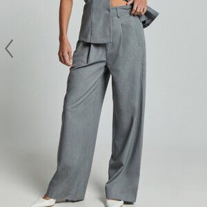 Hope Pants - Wide Leg Tailored Pants in Grey SHOWPO